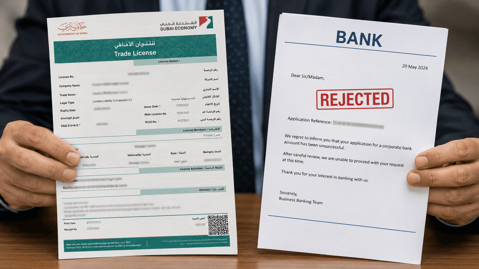 UAE bank account rejection reasons 2026